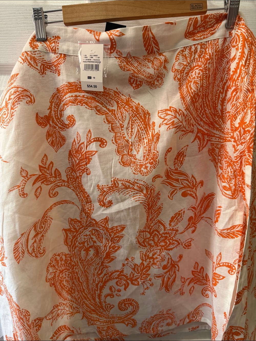Ashley Stewart Orange and White Paisley Skirt Set
